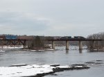 CSXT 1727 Leads L071-09 over the Kennebec River into Benton